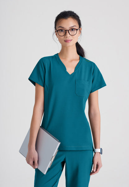 Grey's Anatomy Evolve | Sway 1-Pocket Banded V-Neck Scrub Top Women's Scrub Top Grey's Anatomy Evolve Bahama XXS 