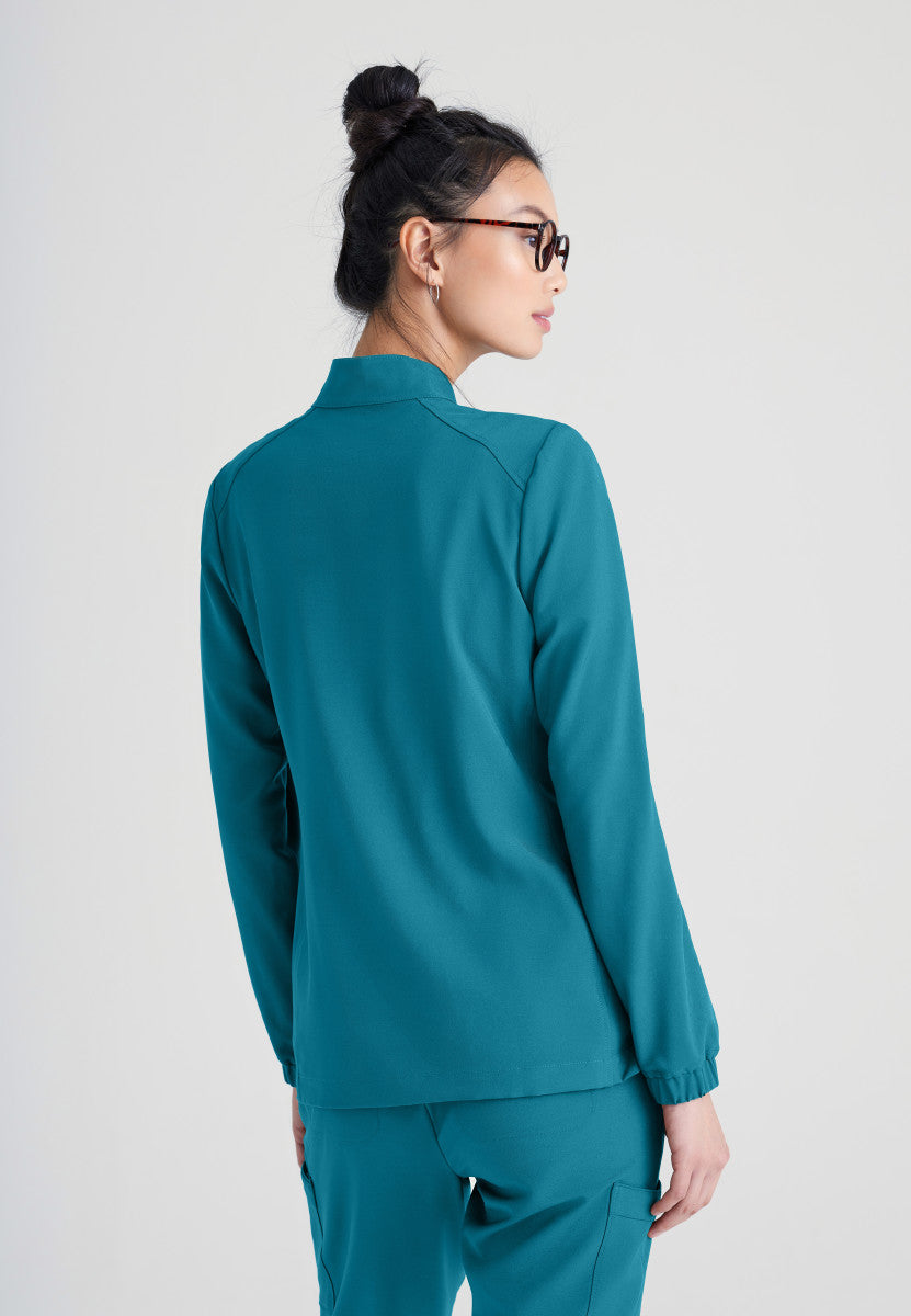 Virtue 3-Pocket Stand-Up Collar Scrub Jacket Women's Warm Up Jacket Grey's Anatomy Evolve by Barco