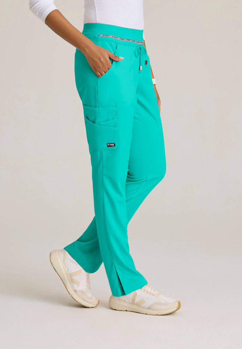 Serena Double Cargo Tapered Scrub Pants - Alpine Aqua Women's Scrub Pant Grey's Anatomy Spandex Stretch
