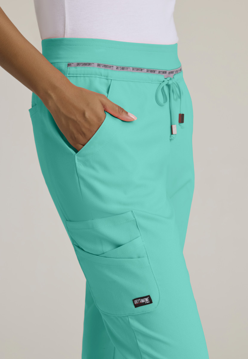 Serena Double Cargo Tapered Scrub Pants - Alpine Aqua Women's Scrub Pant Grey's Anatomy Spandex Stretch
