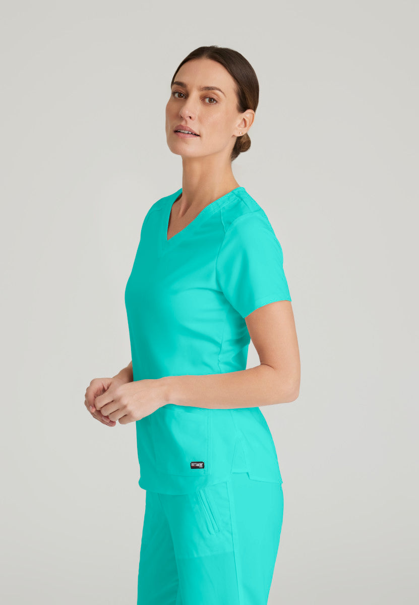 Emma 4-Pocket V-Neck Scrub Top Women's Scrub Top Grey's Anatomy Spandex Stretch