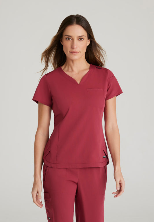 Grey's Anatomy | Capri 2-Pocket Hourglass V-Neck Scrub Top Women's Scrub Top Grey's Anatomy Maple Red XXS 