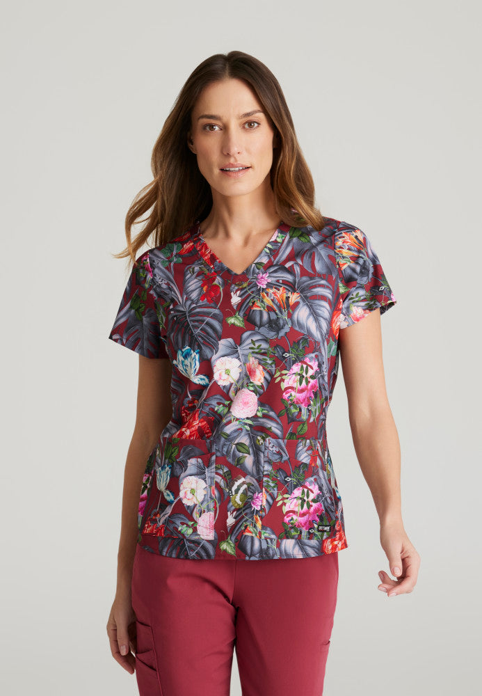 Ella Print Scrub Top Women's Print Scrub Top Grey's Anatomy Palm Garden XS