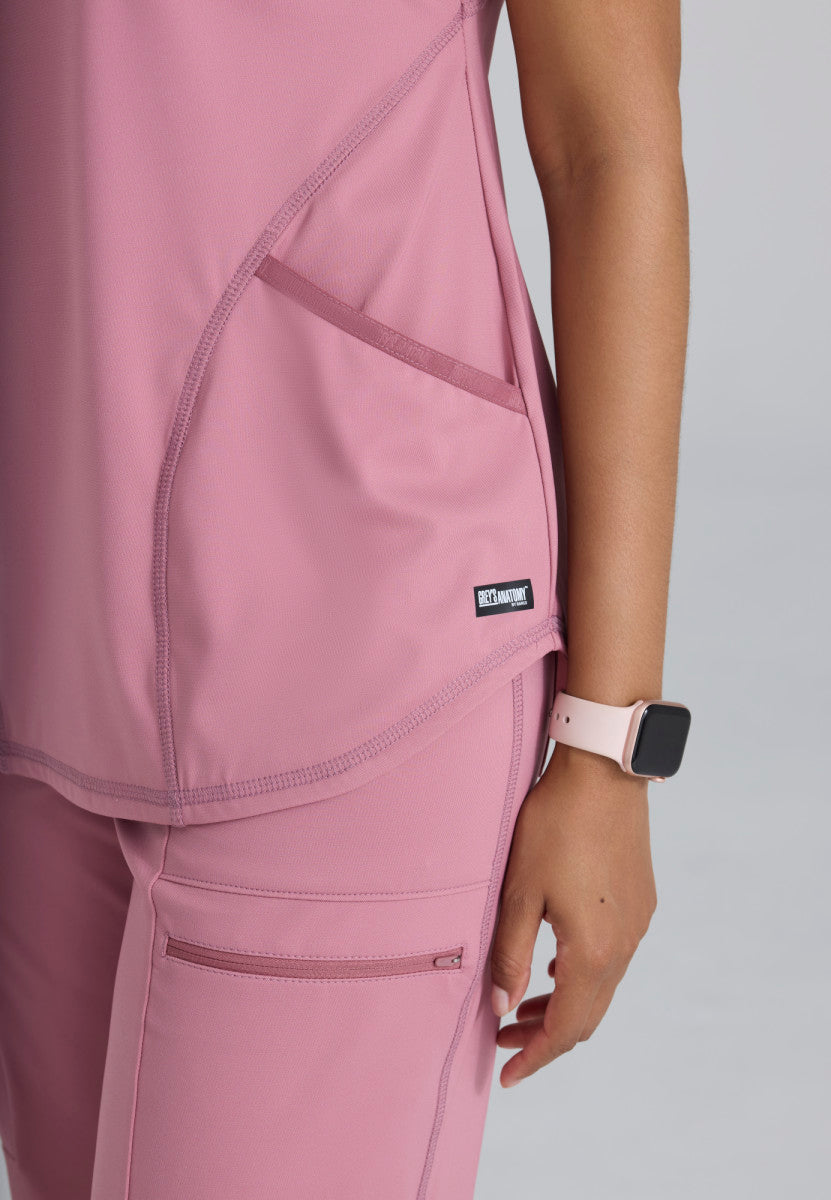 Define Contour Seam V-Neck Knit Top Women's Scrub Top Grey's Anatomy Knit Stretch