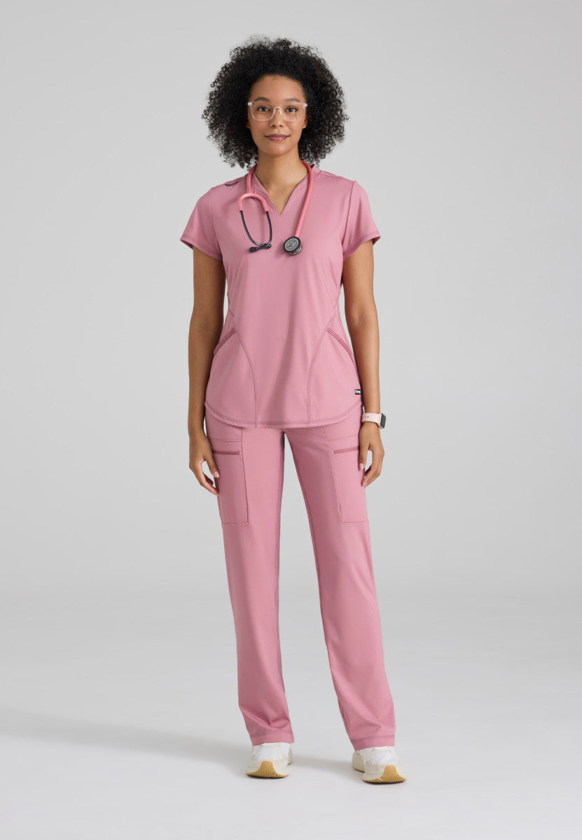 Define Contour Seam V-Neck Knit Top Women's Scrub Top Grey's Anatomy Knit Stretch