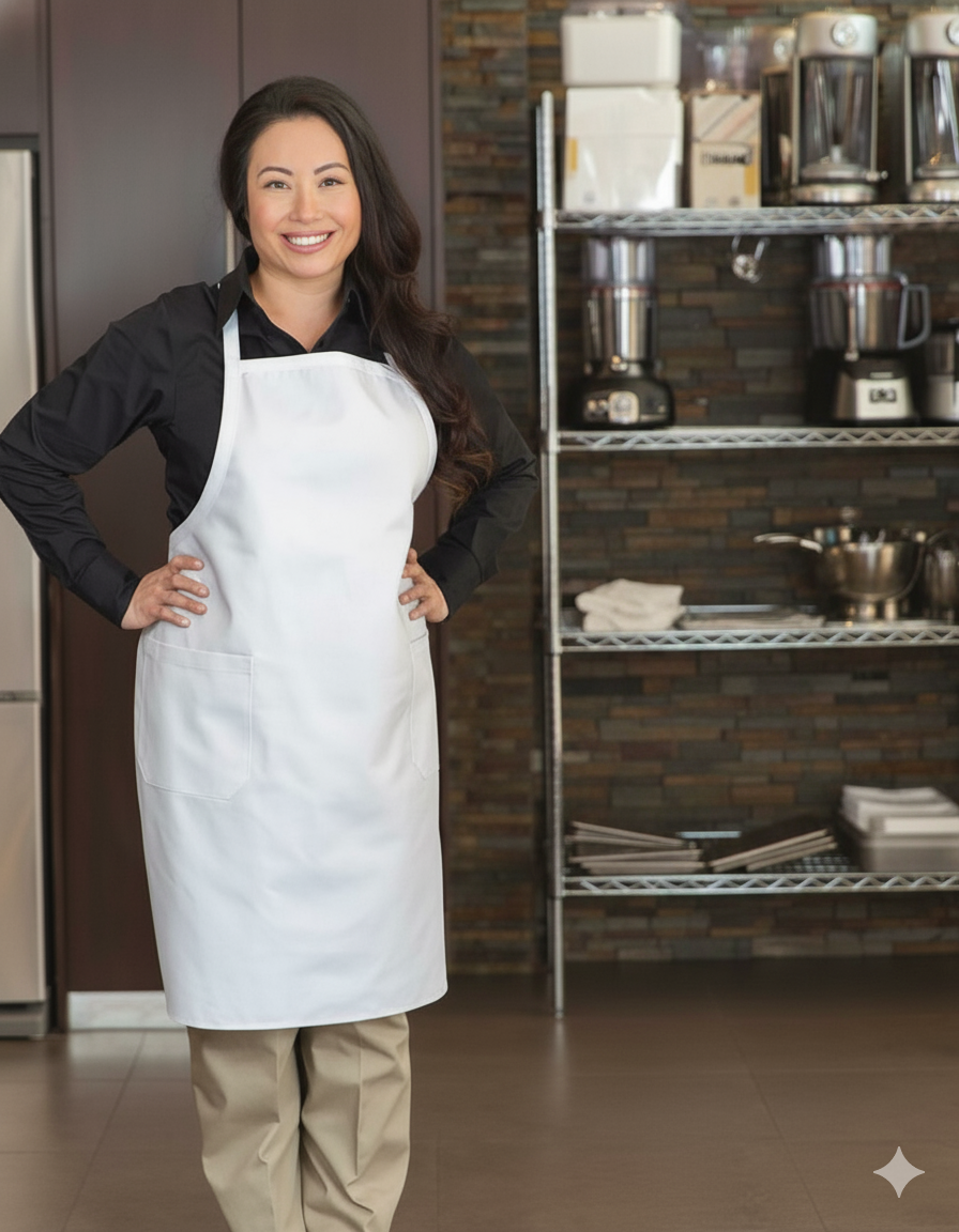 Adjustable Bib Apron with Pockets Aprons Premium Uniforms White