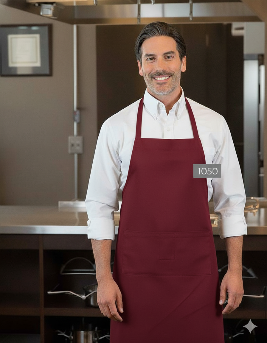 Full-Length Bib Apron with Pockets Bib Apron Premium Uniforms Burgundy
