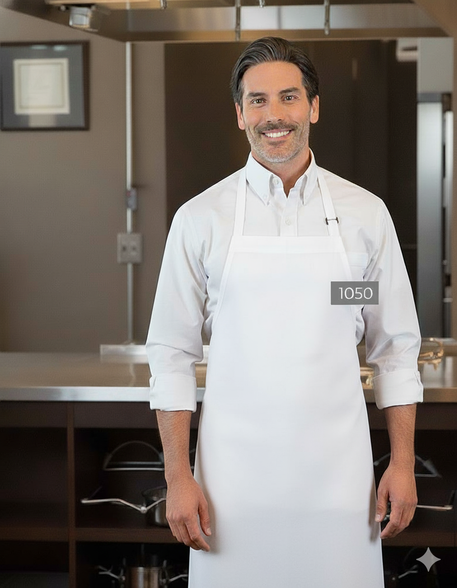 Full-Length Bib Apron with Pockets Bib Apron Premium Uniforms White