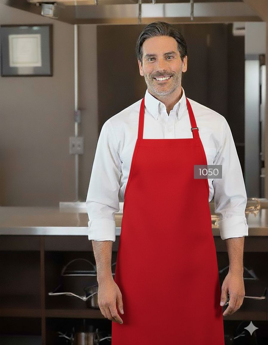 Full-Length Bib Apron with Pockets Bib Apron Premium Uniforms Red