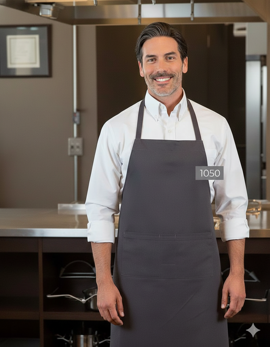 Full-Length Bib Apron with Pockets Bib Apron Premium Uniforms Charcoal