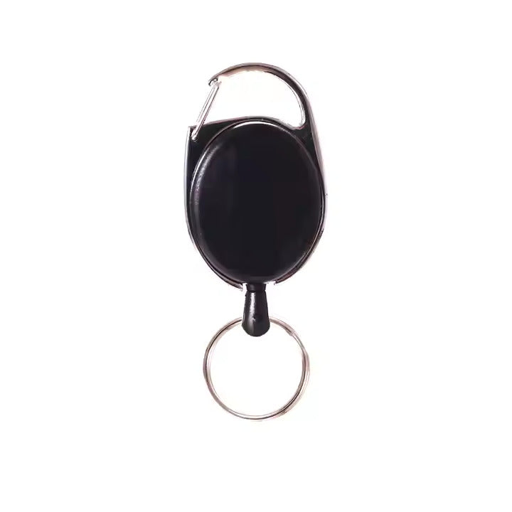 Oval Retractable Metal Frame ID Badge Reel Retractable Badge Reel Lasalle Uniform Black