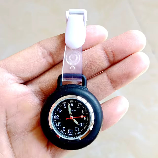 Clip On Analog Nurse Watch Clip Watch Lasalle Uniform All Black