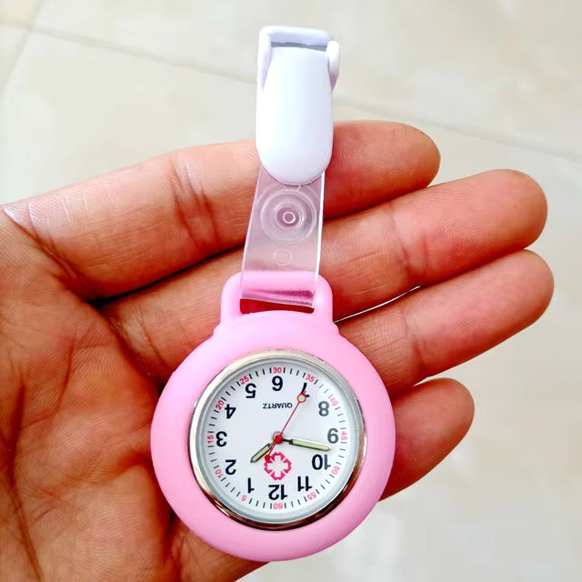 Clip On Analog Nurse Watch Clip Watch Lasalle Uniform Pink  