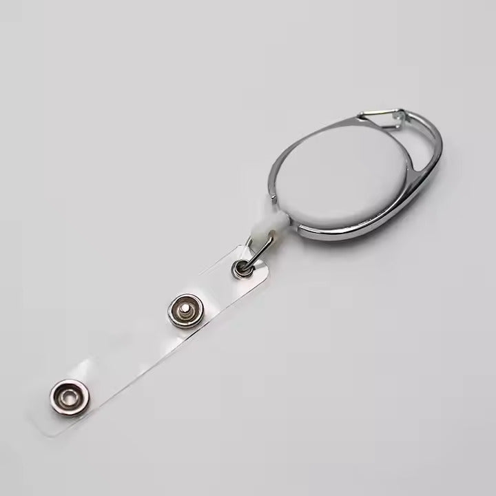 Oval Retractable Metal Frame ID Badge Reel Retractable Badge Reel Lasalle Uniform White