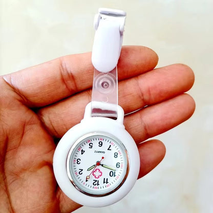 Clip On Analog Nurse Watch Clip Watch Lasalle Uniform White  