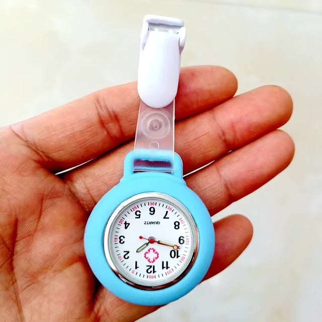Clip On Analog Nurse Watch Clip Watch Lasalle Uniform Light Blue