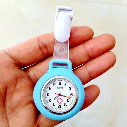 Clip On Analog Nurse Watch Clip Watch Lasalle Uniform Light Blue  