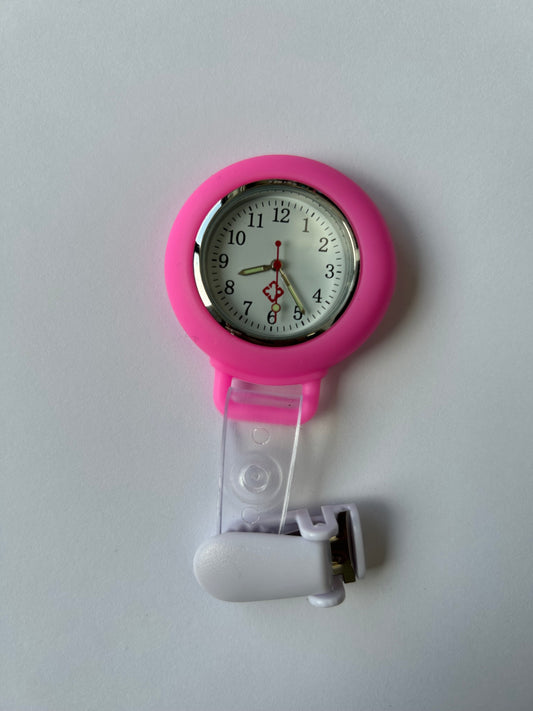 Clip On Analog Nurse Watch Clip Watch Lasalle Uniform Pink  