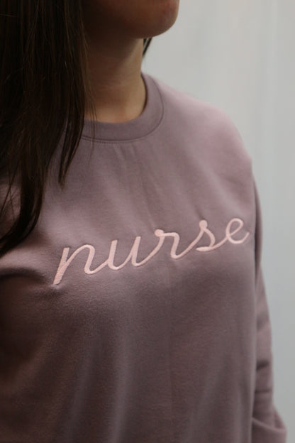 NURSE Cursive Crewneck Sweatshirt Crewneck Sweatshirt Lasalle Uniform   