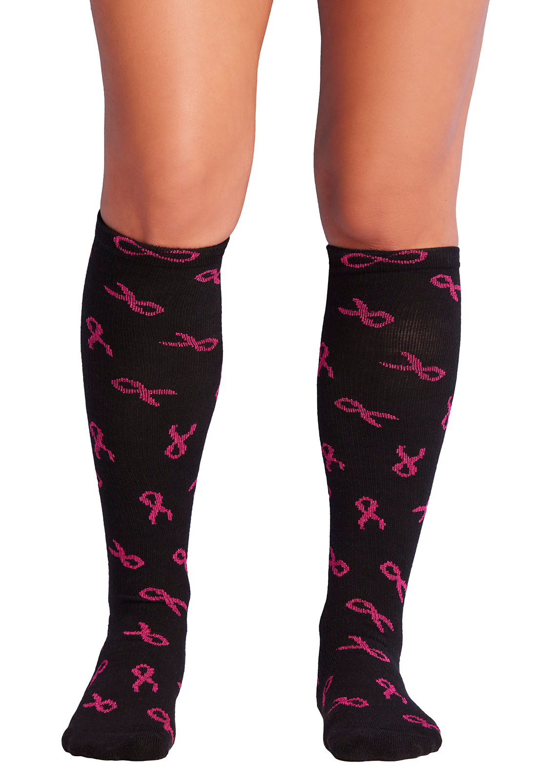 Cherokee Infinity - Knee High Compression Socks 15-20 mmHg Women's Compression Socks Cherokee Legwear Metallic Pink Ribbon  