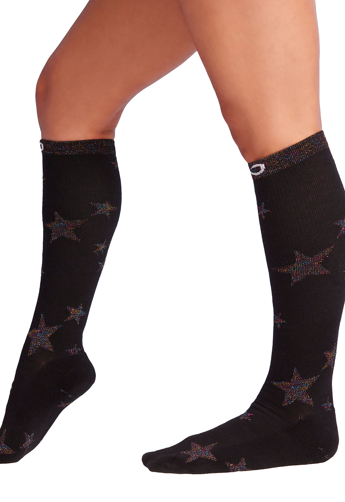 Metallic Rainbow Stars Knee High Compression Socks Women's Compression Socks Cherokee Legwear