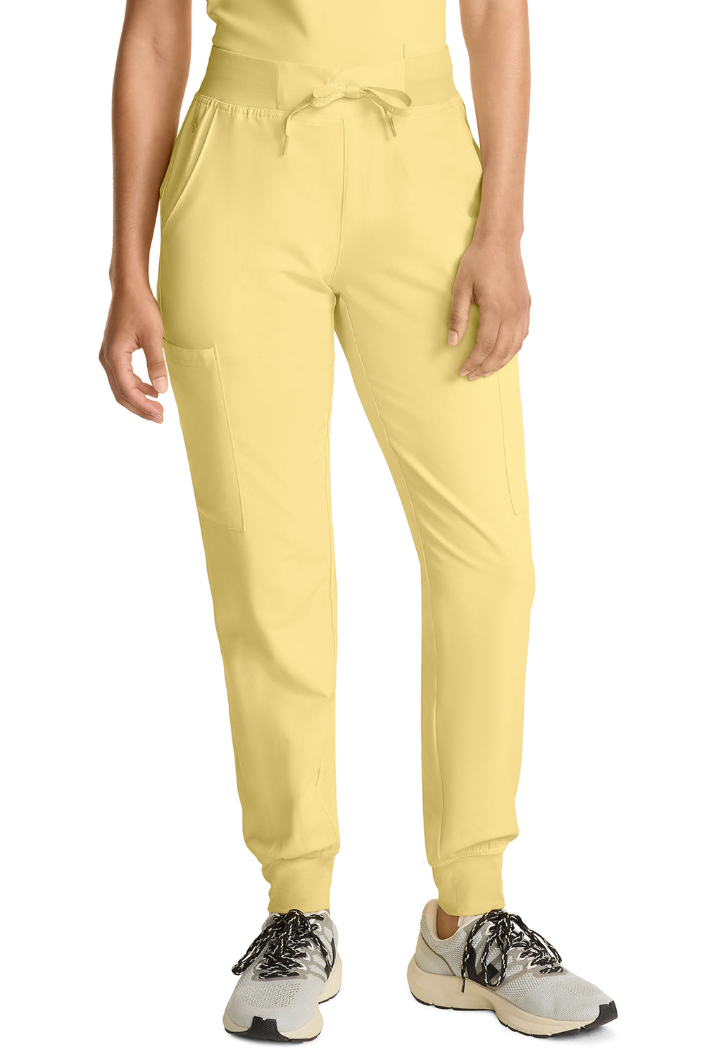 Insight 6-Pocket Scrub Jogger yellow women's scrub pants with drawstring waist and jogger cuffs by MED COUTURE Insight