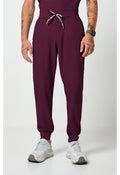 Front view of MC Rothwear Insight Men's Jogger Scrub Pants in the colour wine.