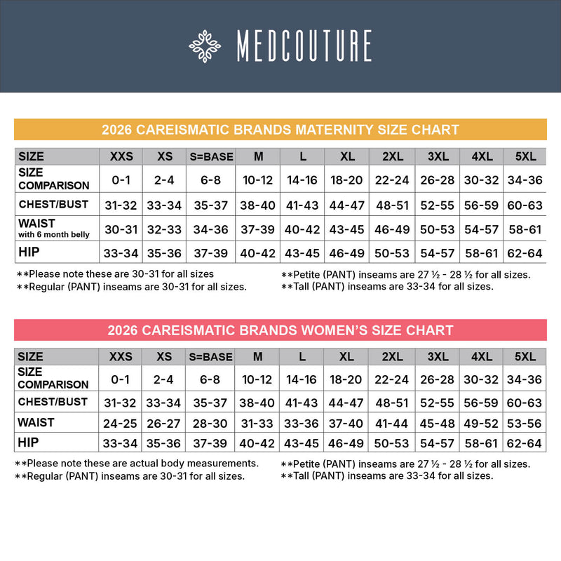 Size chart for Insight Scrub Jogger | Cambrian College RPN