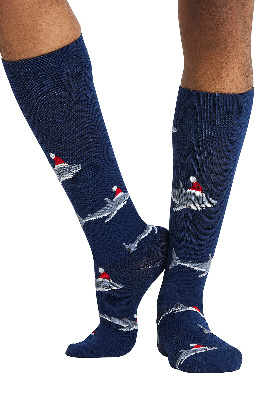 Men's Compression Socks 10-15mmHg Men's Compression Socks Cherokee Legwear Santa Shark  