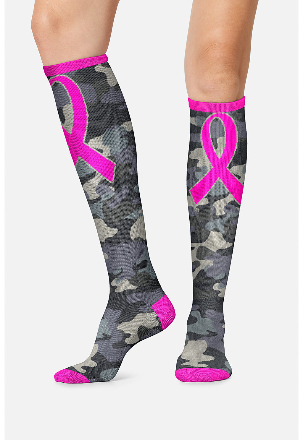Camo Pink Ribbon Compression Socks Women's Compression Socks Cherokee Legwear Regular