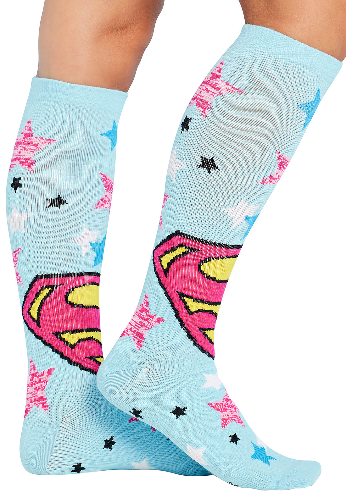 Women's 10-15mmHg Compression Socks Cartoon and Superhero Prints Compression Socks Cherokee Legwear Flying Hero  