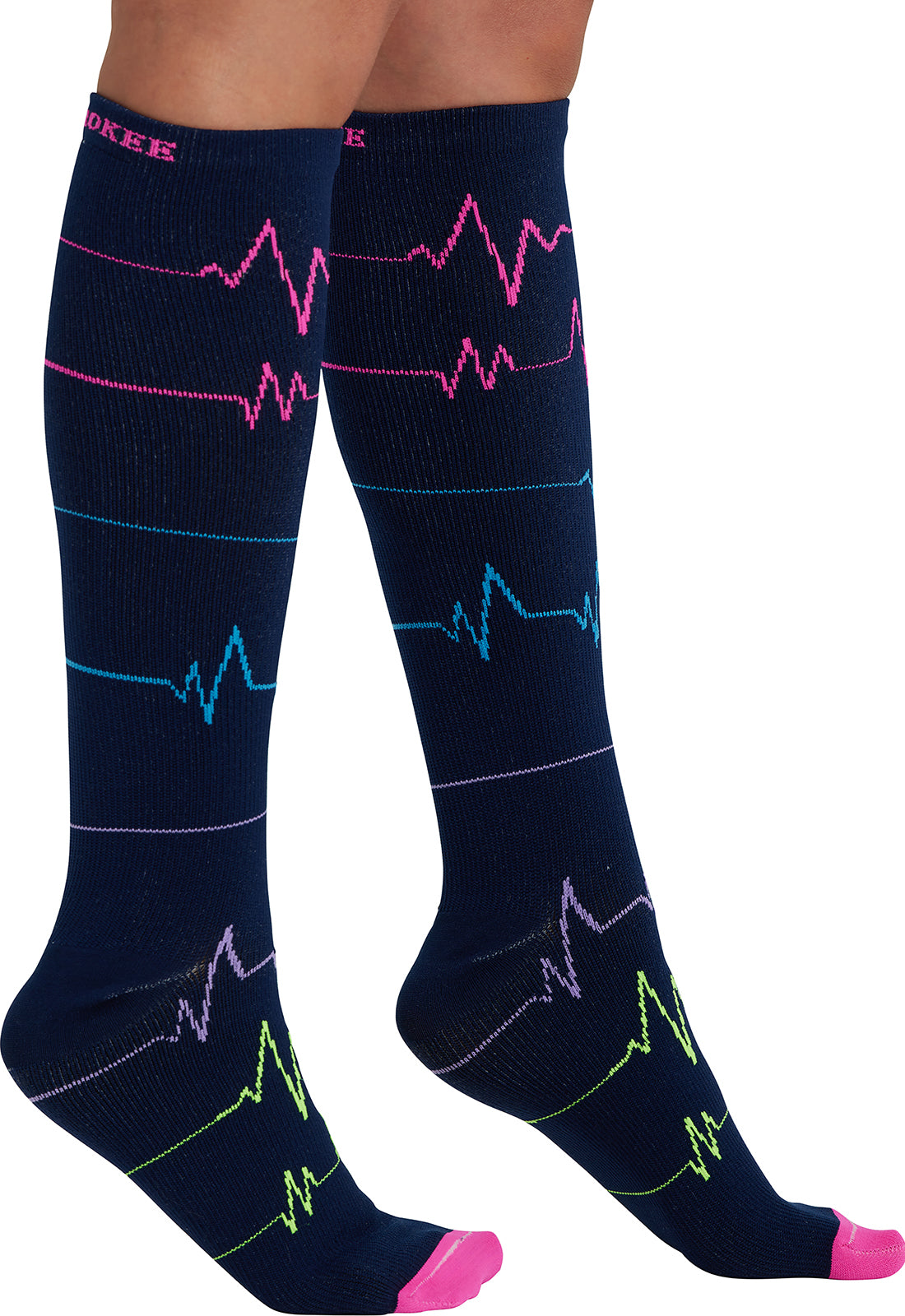 Regular Fit - Compression Socks 10-15mmHg Compression Socks Cherokee Legwear EKG ZigZag  