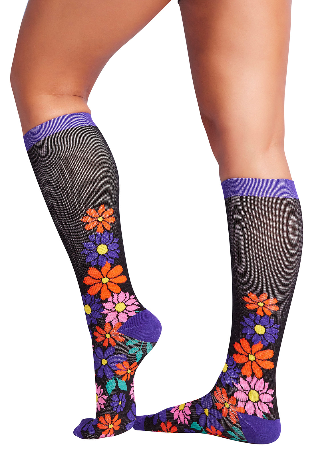 Regular Fit - Compression Socks 10-15mmHg Compression Socks Cherokee Legwear Floral Edge  