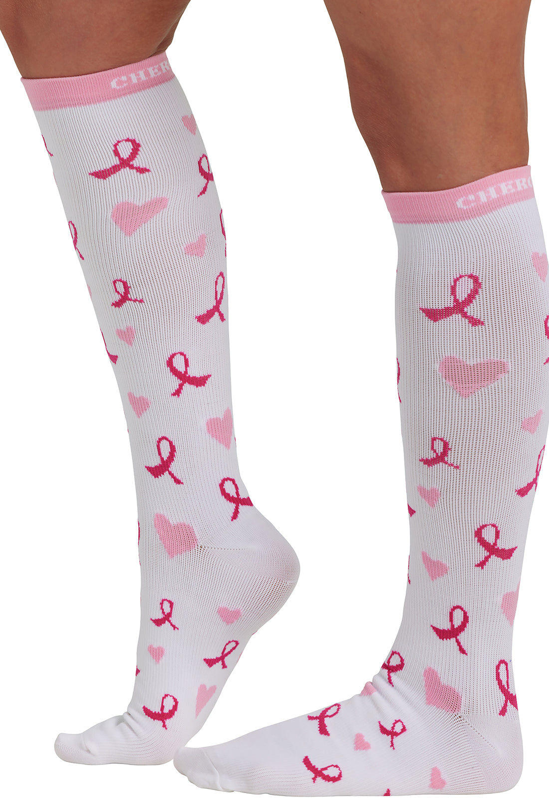 Regular Fit - Compression Socks 10-15mmHg Compression Socks Cherokee Legwear Heartfelt Ribbons  