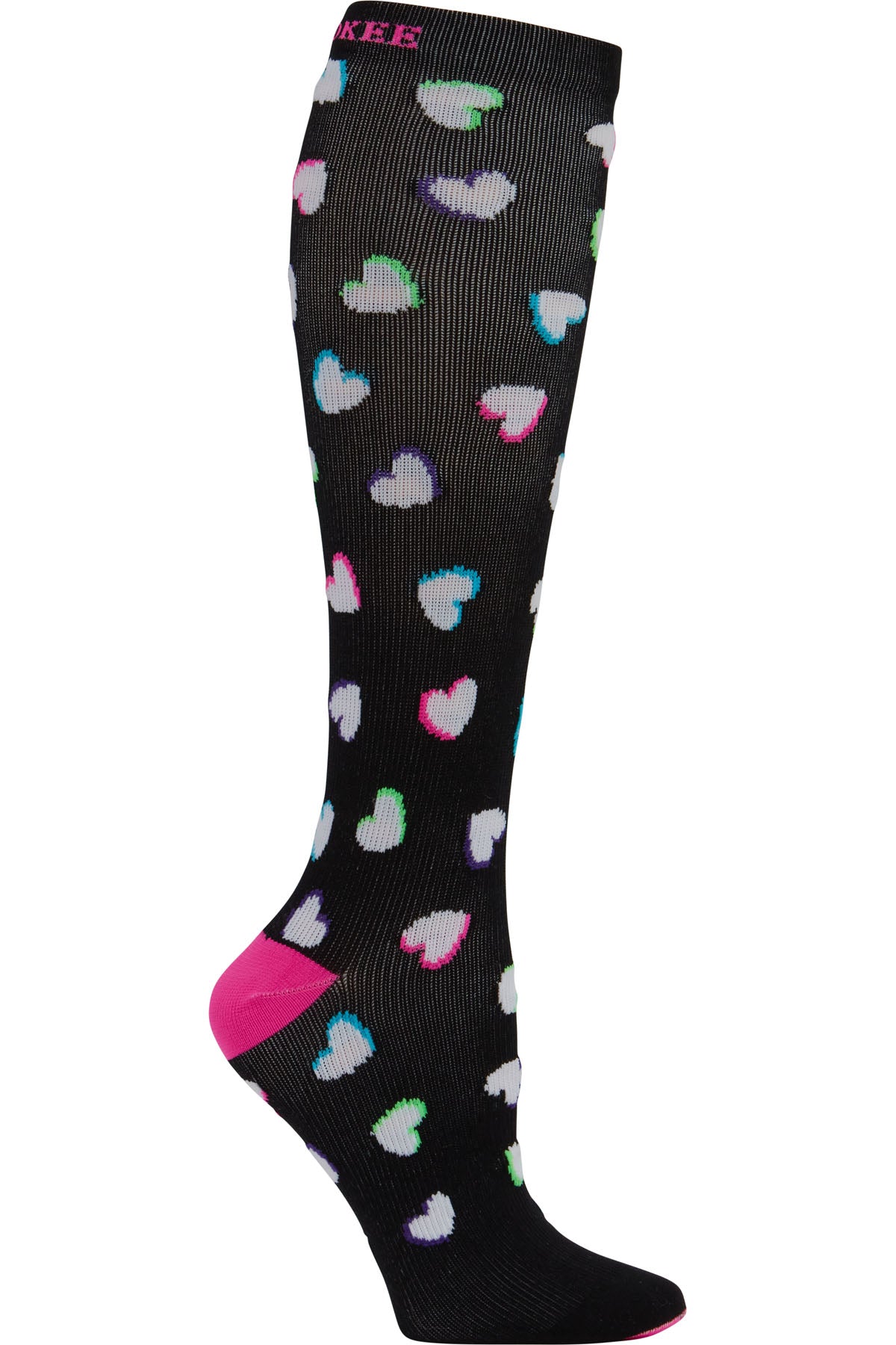 Plus Size Fit Women's 10-15mmHg Compression Socks Compression Socks Cherokee Legwear Neon Hearts