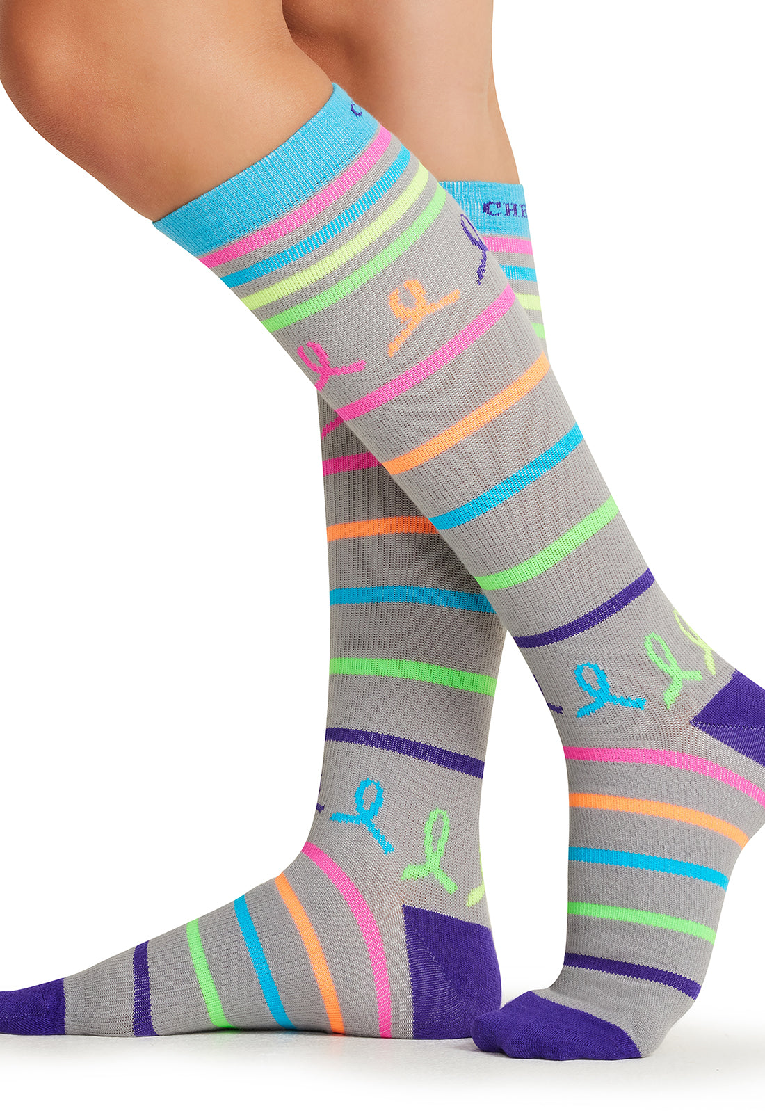 Neon Multi Ribbon Compression Socks Women's Compression Socks Cherokee Legwear