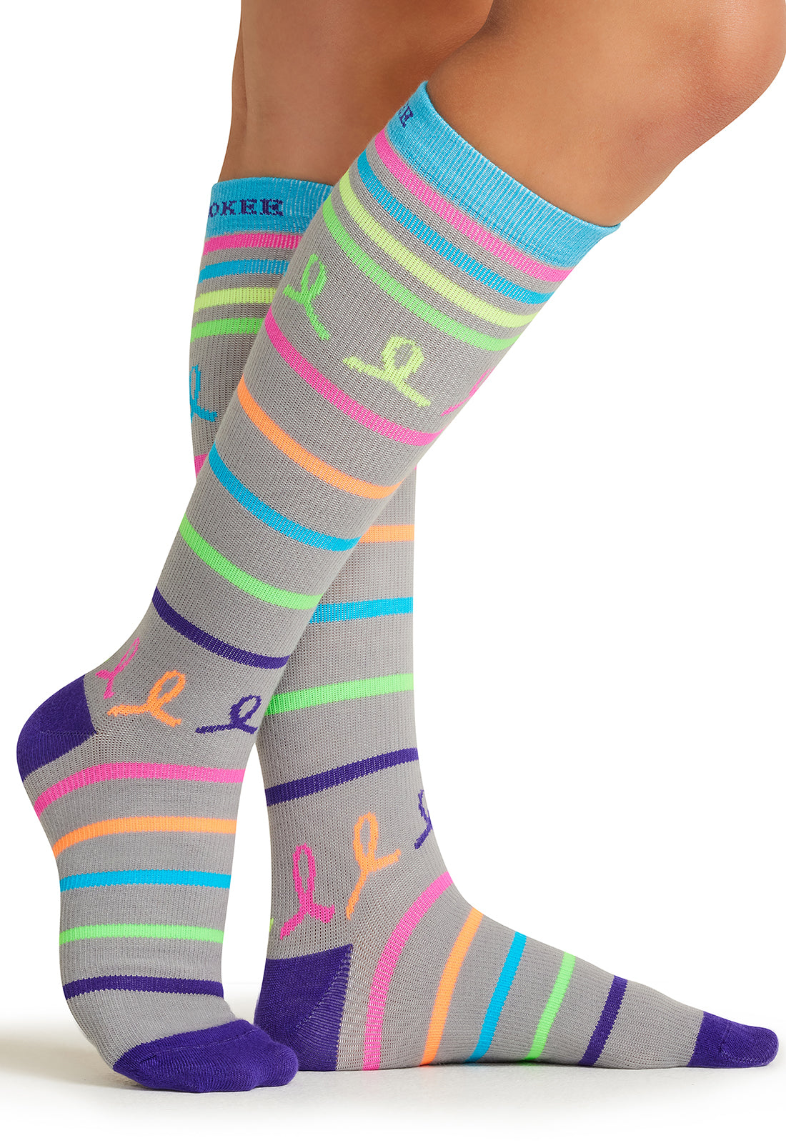 Neon Multi Ribbon Compression Socks Women's Compression Socks Cherokee Legwear