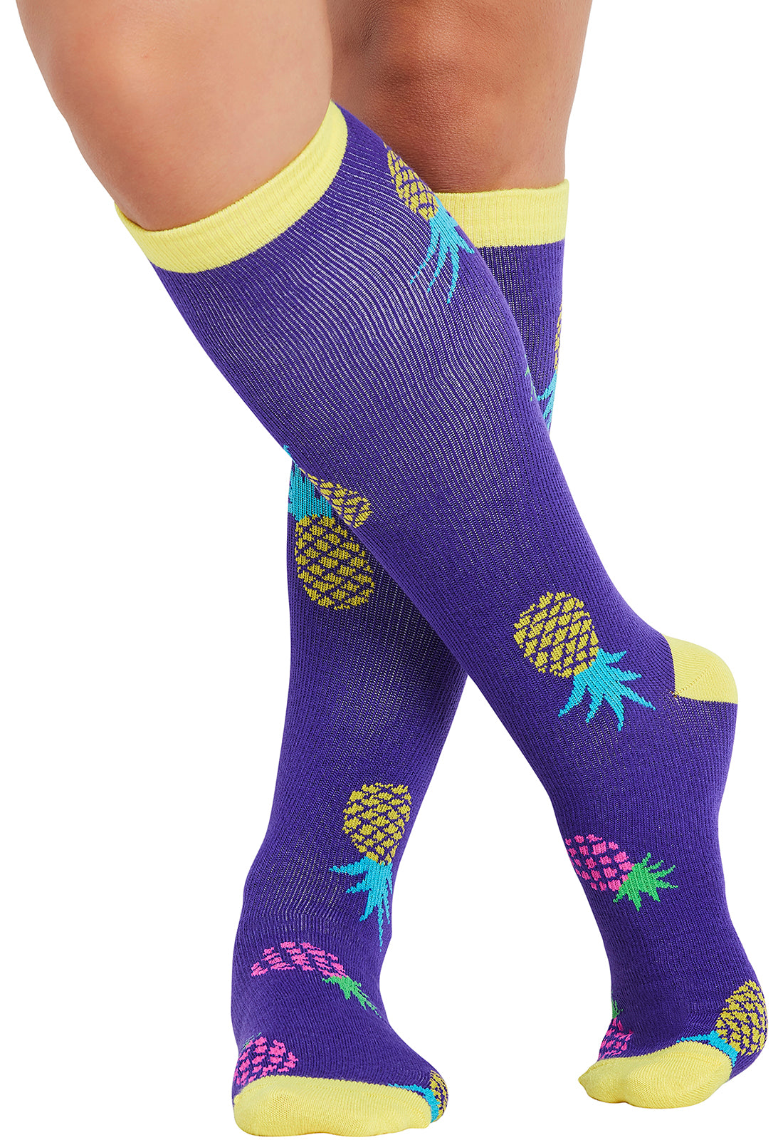 Plus Size Fit | Women's 10-15mmHg Compression Socks Compression Socks Cherokee Legwear Pineapple Toss  