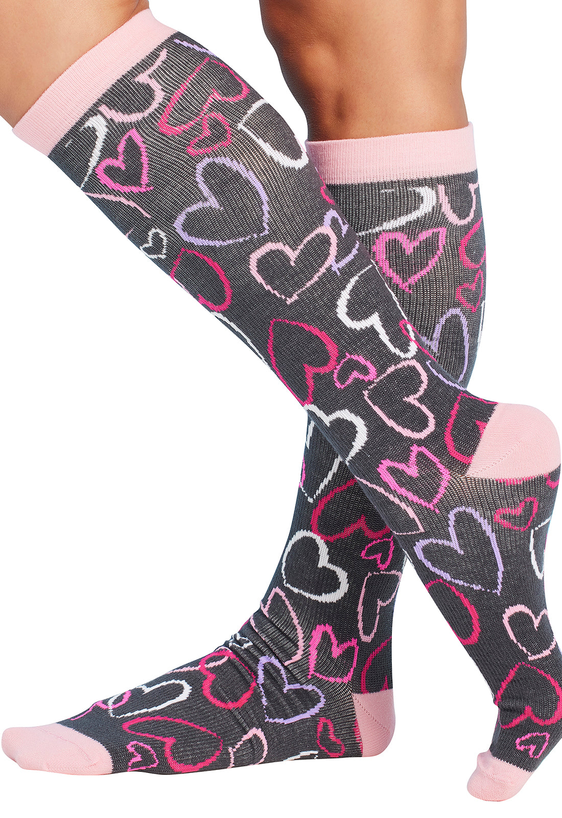 Sketch Hearts Compression Socks
