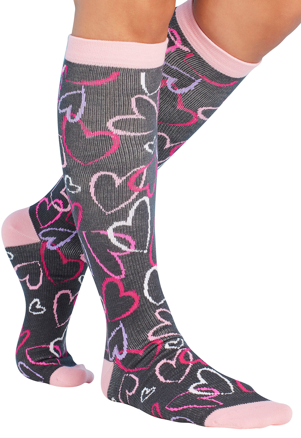 Sketch Hearts Compression Socks