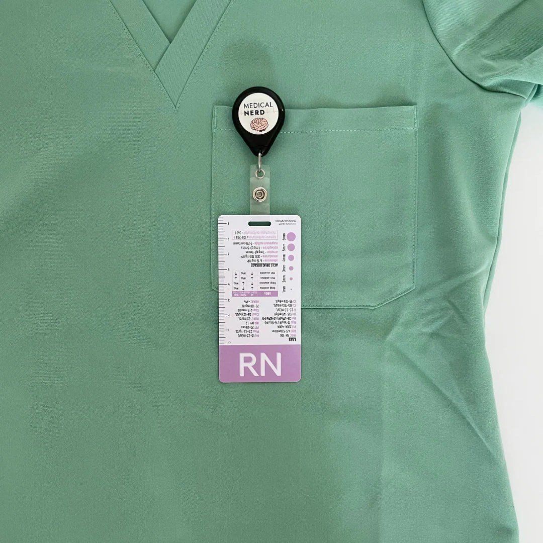 NURSE IQ RN Designation Reference Badge Card in purple color.