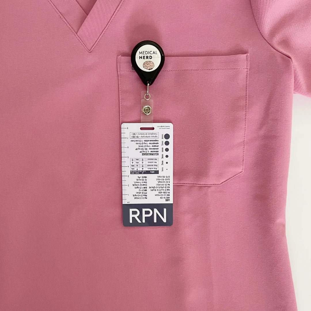 NURSE IQ RPN Designation Badge Card with reference information in charcoal colour.