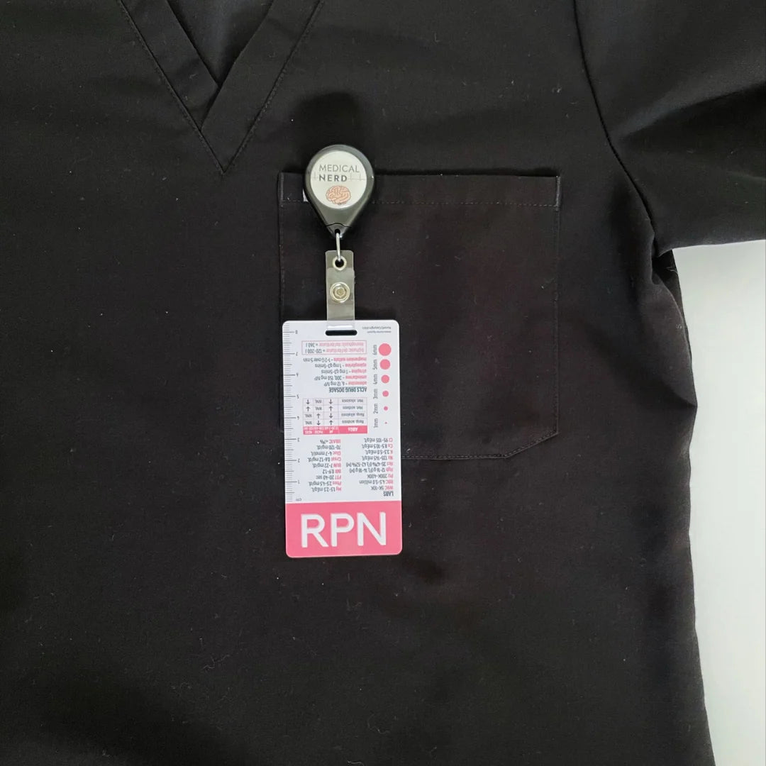 NURSE IQ RPN Designation Badge Card with reference information in pink colour.