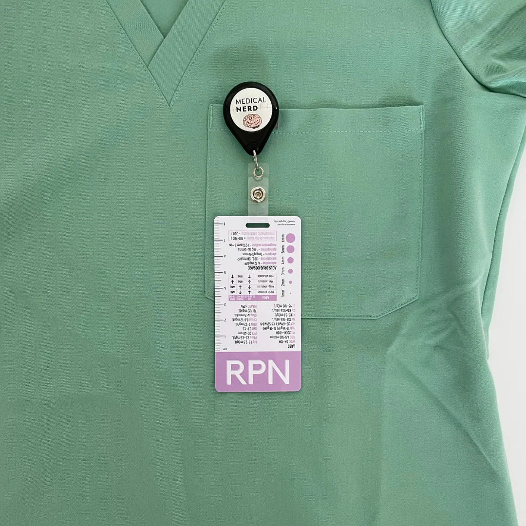 NURSE IQ RPN Designation Badge Card with reference information in purple colour.