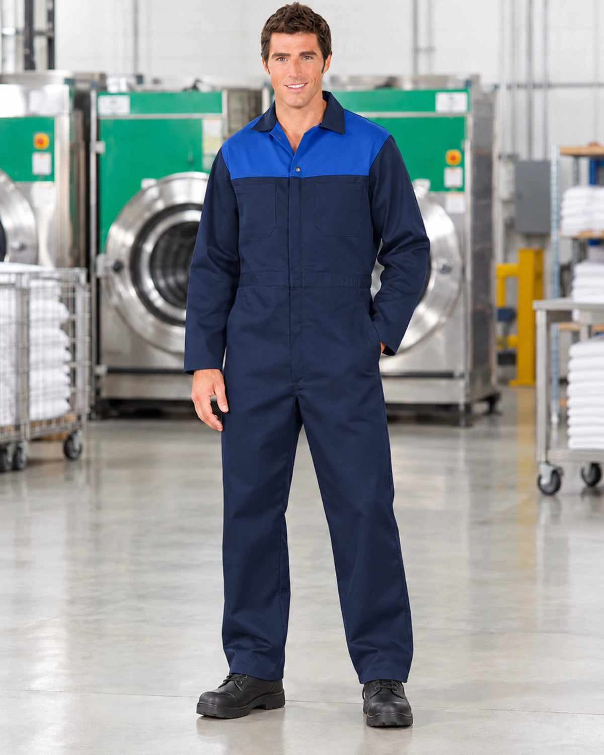 Poly/Cotton Contrast Yoke Coveralls