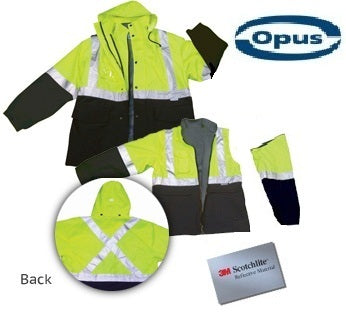 3-IN-1 Safety Rain Reversible Jacket with Inner Fleece High Visibility Jacket OPUS XS