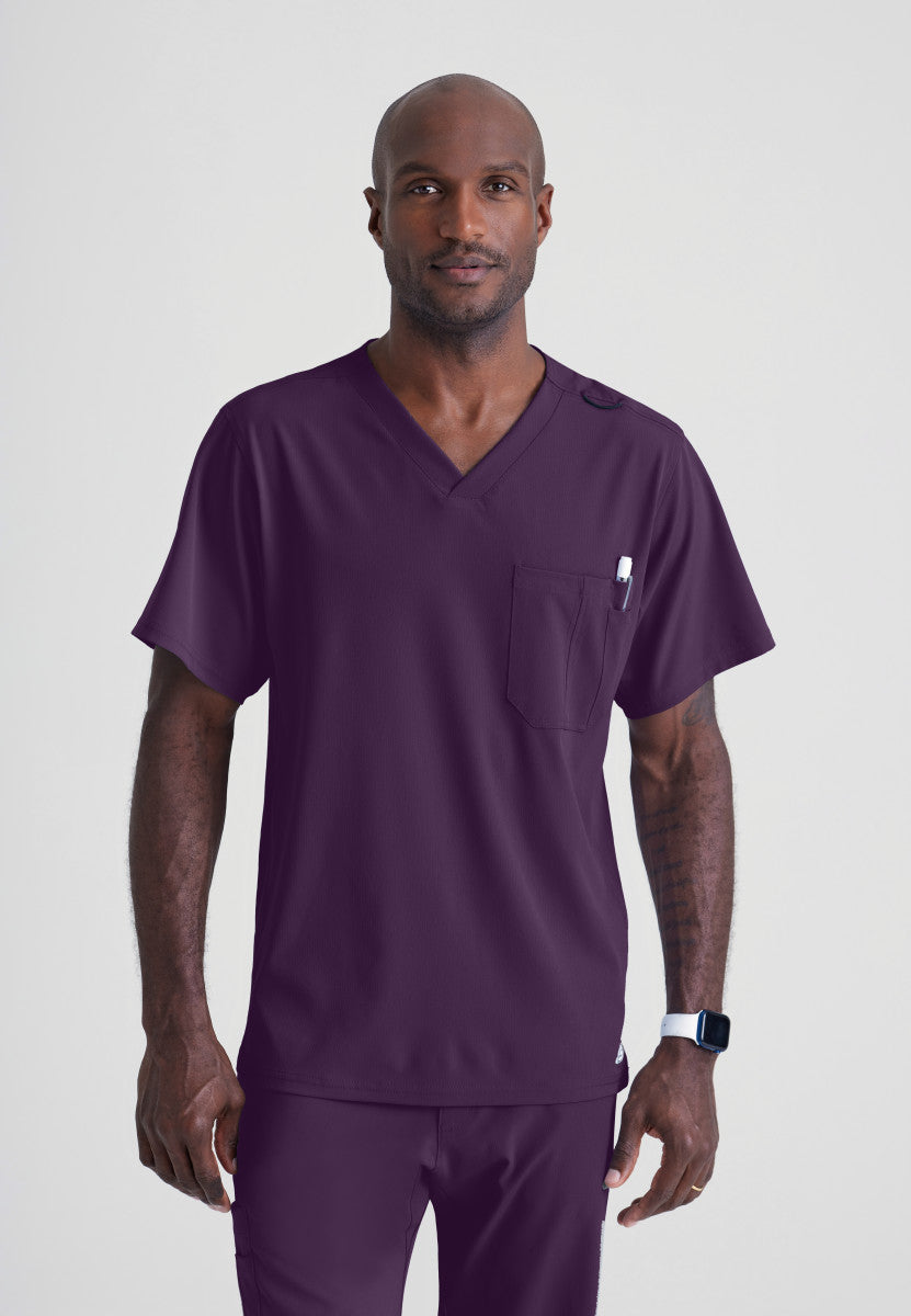 Skechers | Structure 1-Pocket V-Neck Scrub Top Men's Scrub Top Skechers Eggplant XS 