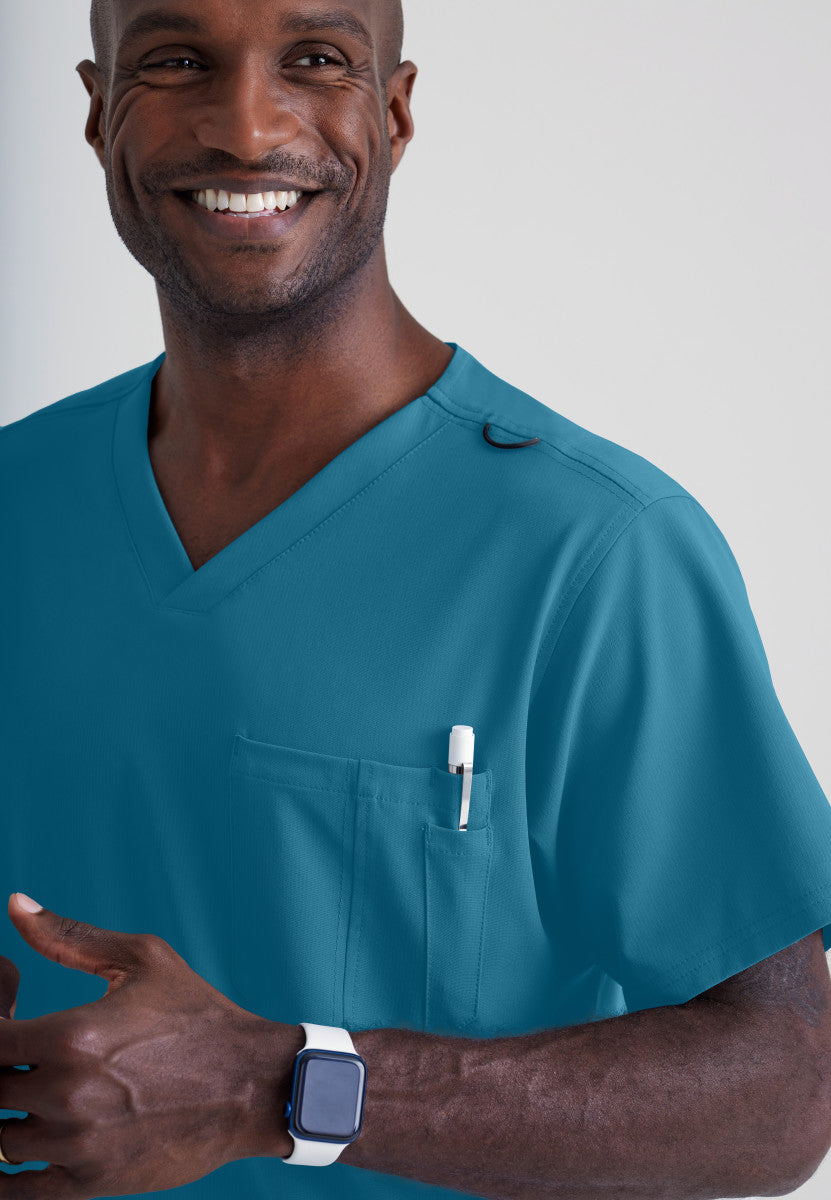 Structure 1-Pocket V-Neck Scrub Top Men's Scrub Top Skechers by Barco