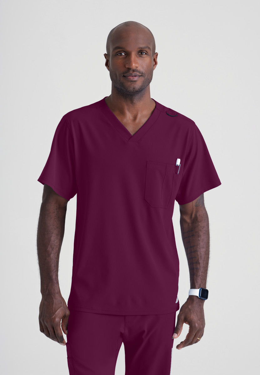 Skechers | Structure 1-Pocket V-Neck Scrub Top Men's Scrub Top Skechers Wine XS 