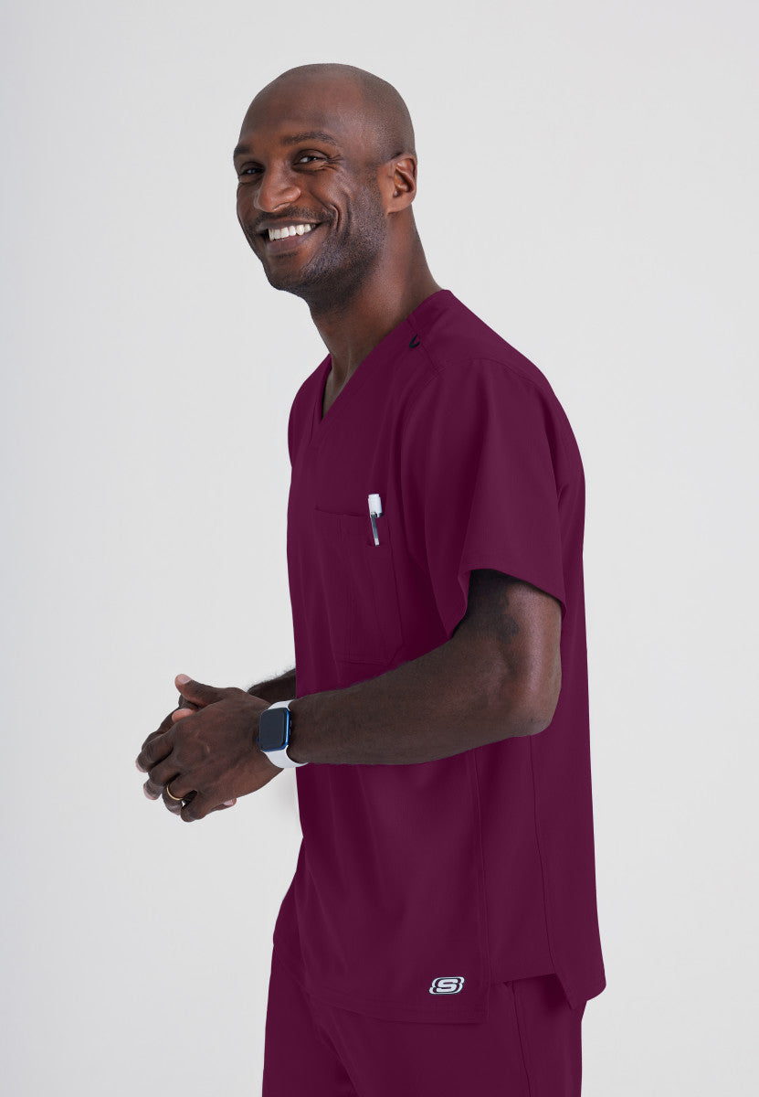 Skechers | Structure 1-Pocket V-Neck Scrub Top Men's Scrub Top Skechers   